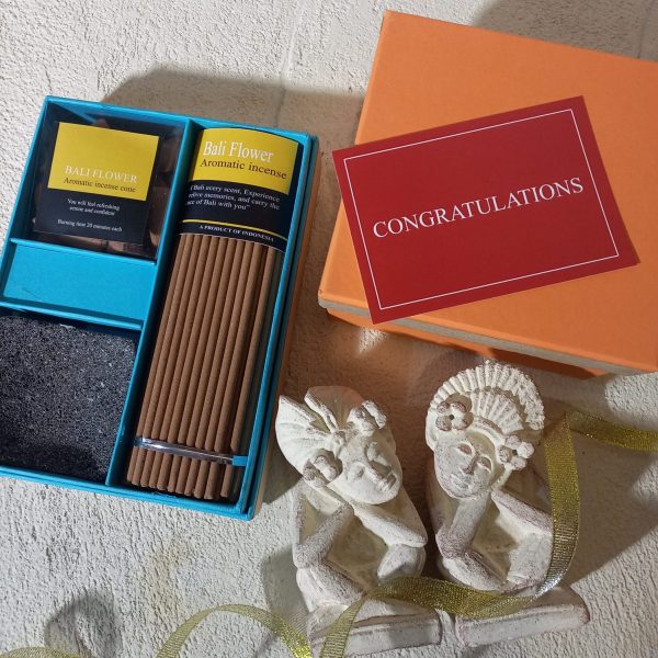 Bali Janger Statue Gift Set & Bali Flower Aromatherapy Incense