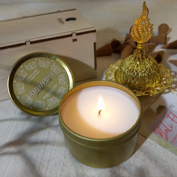 Aromatherapy Room Fragrance – Relax Cone 30pcs & Scented Candle – Wooden Box Gift Set