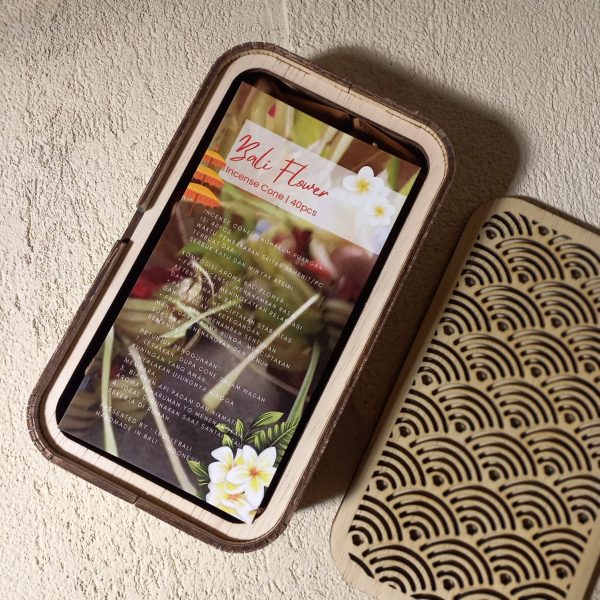 Bali Flower Aromatherapy Incense Back Flow Cone 40pcs Wooden Box