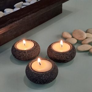 4 Pcs Lava Stone Tealight Holder – Natural Elegance for Every Occasion