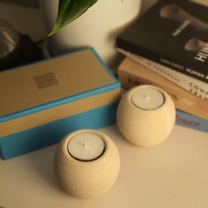 2 Pcs White Stone Donut Tealight Holder