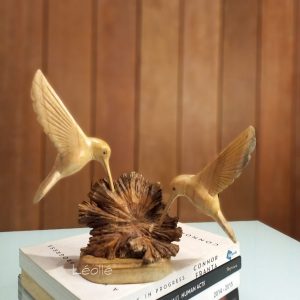 Balinese Wooden Sculpture – Pair of Birds on Parasit Wood Base