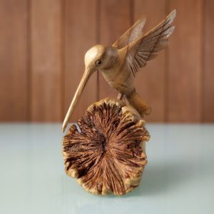 Single Bird Parasit Wood Sculpture – Handcrafted Nature-Inspired Home Decor
