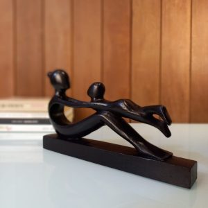Abstract Bali Wood Sculpture – Mother & Child | Gift for New Moms