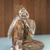 Relaxing Feng Shui Buddha Statue 34cm – Antique Gold Finish Symbol of Prosperity