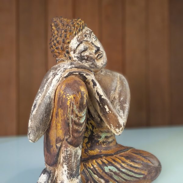 Relaxing Feng Shui Buddha Statue 34cm – Antique Gold Finish Symbol of Prosperity