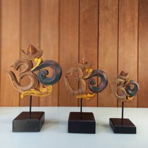 Wooden Panel Sculpture – Om Symbol Carving for Home Decor