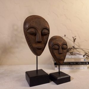 Primitive Mask Table Sculpture – Unique Tribal-Inspired Home Decor