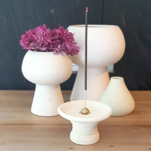 Bali Spa Style Incense Holder – Round Tray White Paras Stone