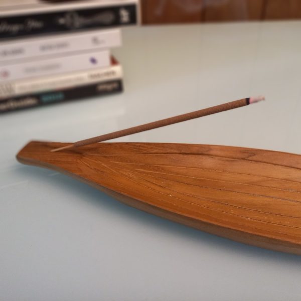 Handmade Teak Wood Incense Holder – Mandala Round Plate