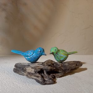 Lucky Twin Singing Birds Decorative Wooden Sculpture – Unique Handcrafted Bali Art