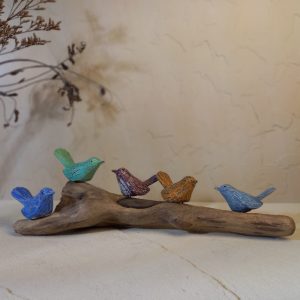 Lucky 5 Singing Birds Decorative Wooden Sculpture – Handcrafted Balinese Art