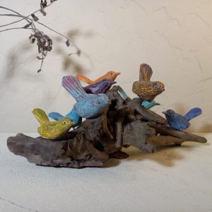 Lucky 8 Singing Birds Decorative Wooden Sculpture – Unique Balinese Handicraft Gift