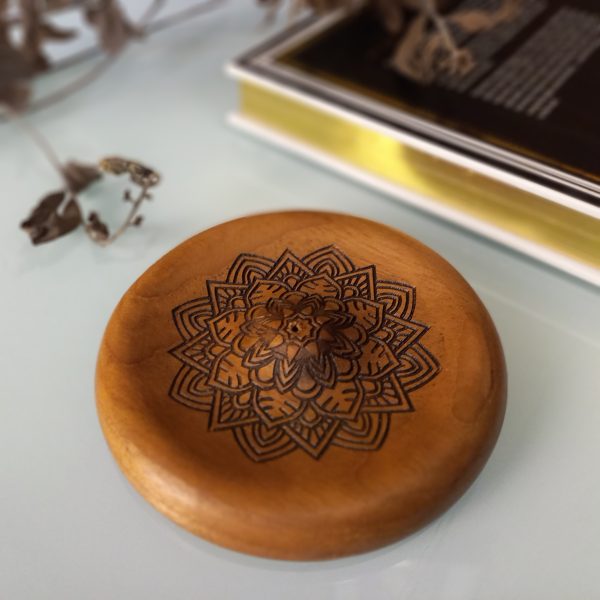 Mandala Teak Wood Incense Holder – Round Aromatherapy Plate | Handcrafted in Bali