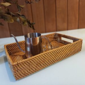 Recta Small Rattan Serving Tray – Natural Handwoven Decor