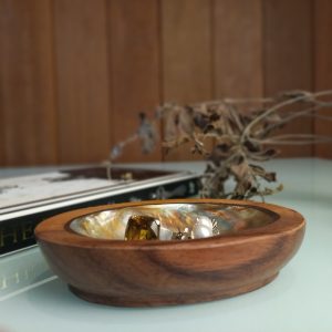 Oval Mini Shell-Inlaid Sono Wood Jewelry Box