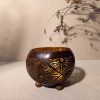 Coconut Shell Candle Holder with Gold or Silver Foil – Handmade Table Decor