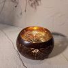 Coconut Shell Candle Holder with Gold or Silver Foil – Handmade Table Decor
