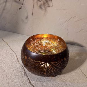 Coconut Shell Candle Holder with Gold or Silver Foil – Handmade Table Decor