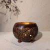 Coconut Shell Candle Holder with Gold or Silver Foil – Handmade Table Decor