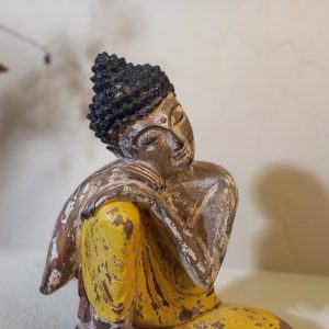 Relaxing Feng Shui Buddha Statue 34cm – Antique Gold Finish Symbol of Prosperity