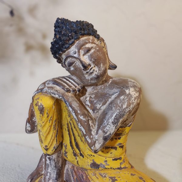 Relaxing Feng Shui Buddha Statue 34cm – Antique Gold Finish Symbol of Prosperity