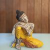 Relaxing Buddha Wood Statue 25cm – Zen-Inspired Yoga Room Decor