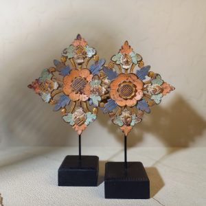 Balinese Carved Wooden Table Panel – Floral Motif Decorative Display