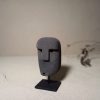 Tribal Stone Mask Statue – Hand-Carved Sandstone Desk Décor