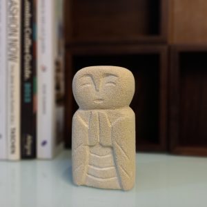 White Stone Buddha Statue – Small Cloaked Monk Figurine