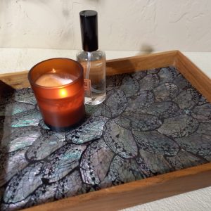 Wooden Tray with Shell Inlay – Teak Wood Multi-Purpose Organizer