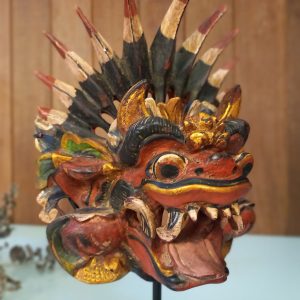 Small Barong Mask Sculpture – Handcrafted Balinese Protector for Feng Shui Decor
