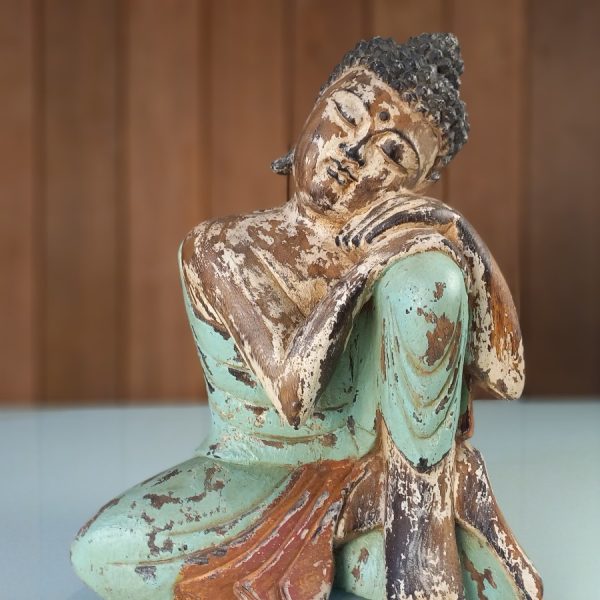 Relaxing Feng Shui Buddha Statue 34cm – Antique Gold Finish Symbol of Prosperity