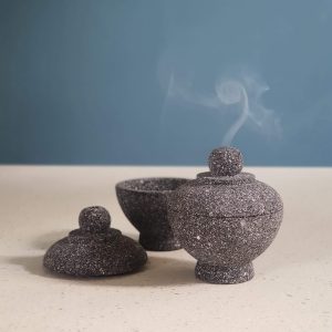 Lava Stone Cone Incense Burner with Lid – Arabic Bukhoor Style