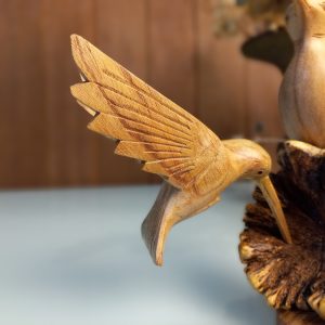 Hand-Carved Pair of Birds Figurine – Balinese Wood Sculpture for Natural Home Decor